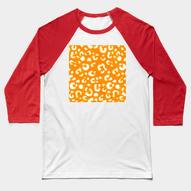 Orange Handmade Leopard Texture Baseball T-Shirt by Carolina Díaz